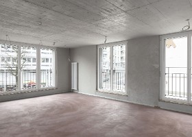 02_interieur1 Intérieur d’un logement en cours de finition du bâtiment à vocation sociale Saint-Martin 10-18. Janvier 2021.