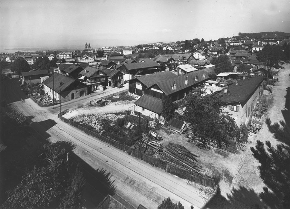 © Charles Gerber, Vue des quartiers situés le long de l’avenue de Béthusy au niveau du passage du Pécos en direction de l’ouest, photographie, Coll. Musée Historique Lausanne, © Atelier de numérisation Ville de Lausanne