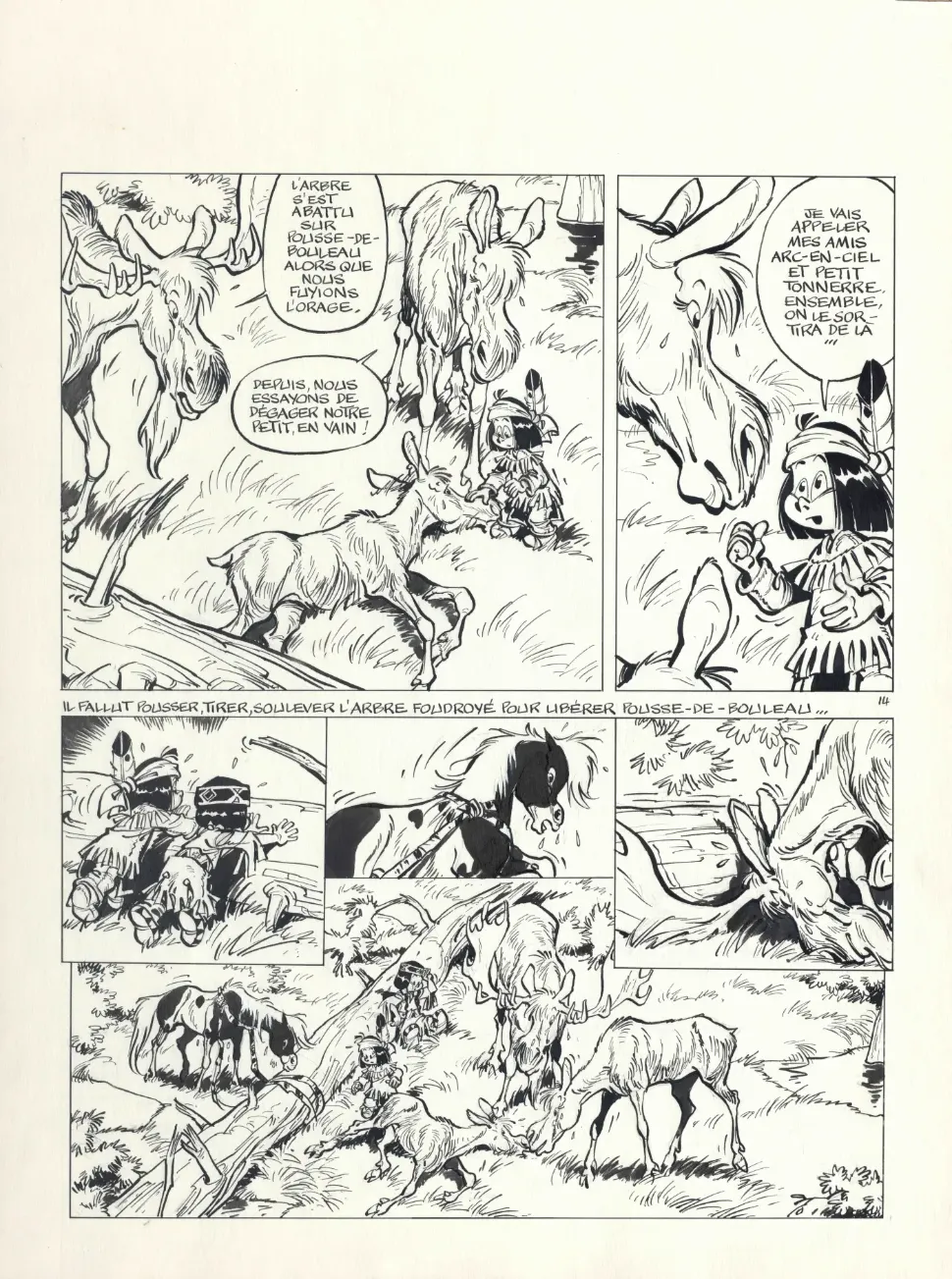 &copy; Derib, «Yakari», volume 9: «Les prisonniers de l’île», Derib (dessin), Job (scénario), Casterman, 1983, recto