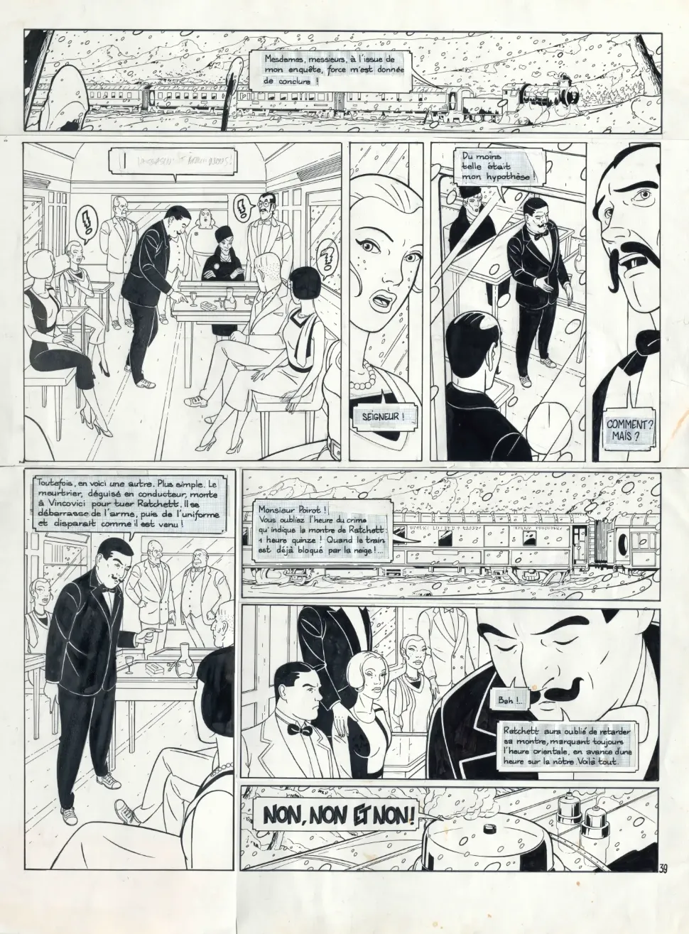 &copy;  Jean-François Miniac, «Agatha Christie», volume 1: «Le crime de l’Orient-Express», Jean-François Miniac (dessin), François Rivière (scénario), Lefrancq, 1995, planche 39.
