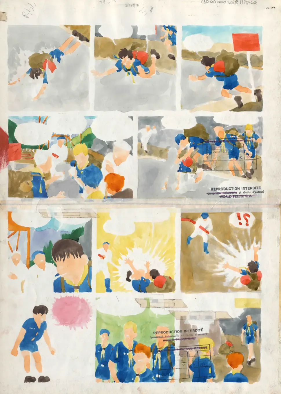 &copy; Mitacq, «La patrouille des Castors», volume 8: «Le hameau englouti», Mitacq (dessin), Jean-Michel Charlier (scénario), Dupuis, 1961. Paru dans «Spirou» en 1959.