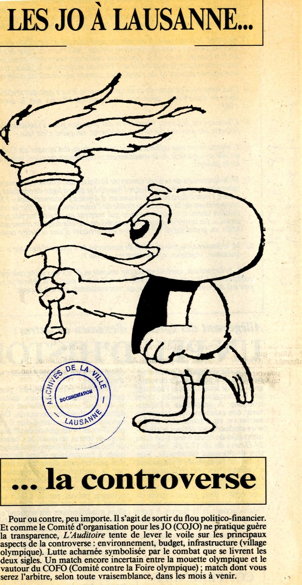 © AVL, section documentation, série «Jeux olympiques 1994-1996», classeur «Candidature II»