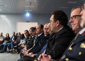 Remise des brevets fédéraux Académie latine des sapeurs-pompiers (ALSP). Cérémonie de remise des brevets fédéraux. Etablisemment cantonal d'assurance du canton de Vaud (ECA), 13 janvier...