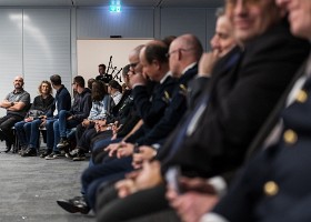 Remise des brevets fédéraux Académie latine des sapeurs-pompiers (ALSP). Cérémonie de remise des brevets fédéraux. Etablisemment cantonal d'assurance du canton de Vaud (ECA), 13 janvier...