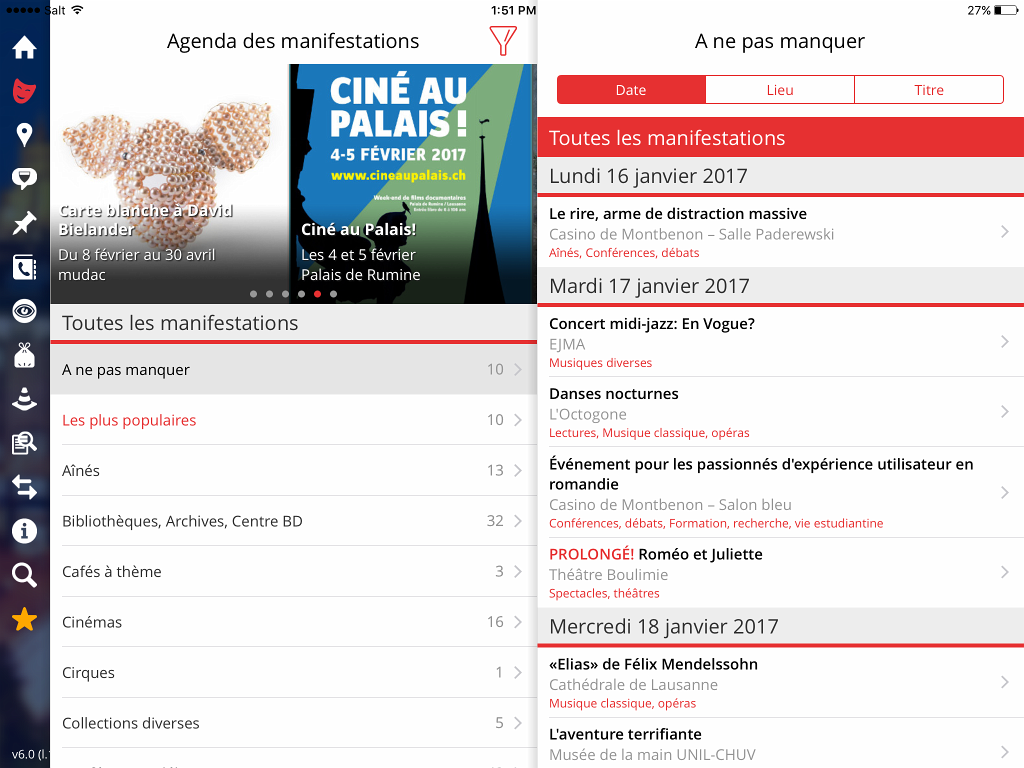 Manifestations classées par catégories