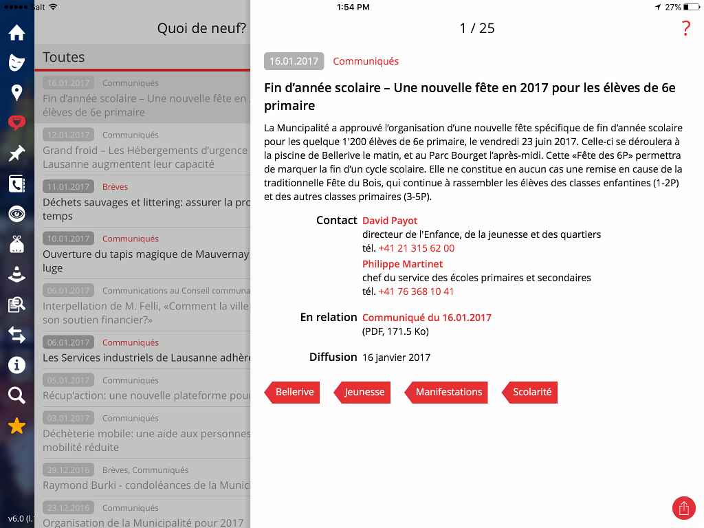 Vue de détail d'une actualité municipale