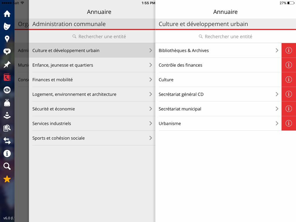 Annuaire des entités de l'administration communale