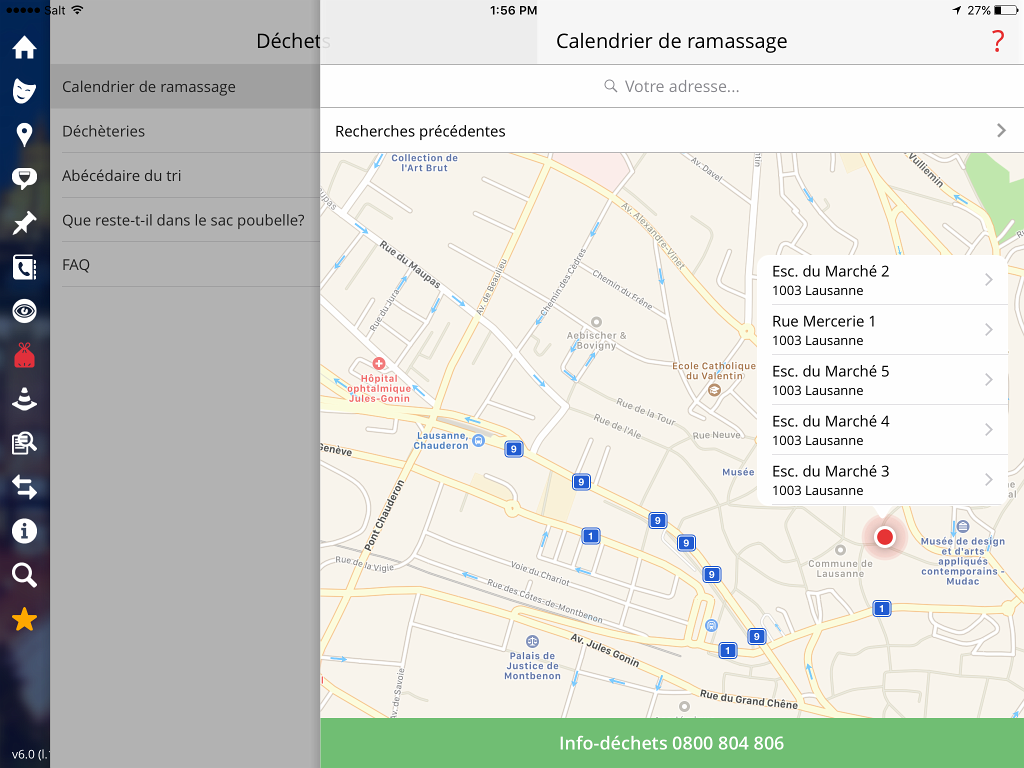 Suggestion automatique du calendrier de ramassage correspondant à votre emplacement