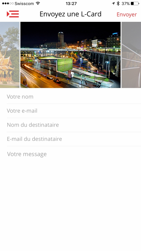 Possibilité d'envoyer une carte postale électronique de votre choix