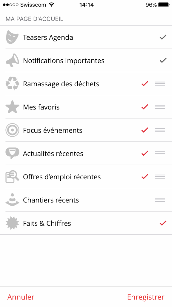 Options de personnalisation de l'écran d'accueil