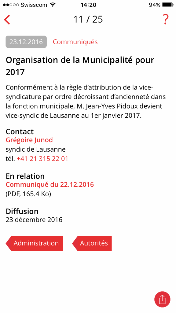 Vue de détail d'une actualité municipale