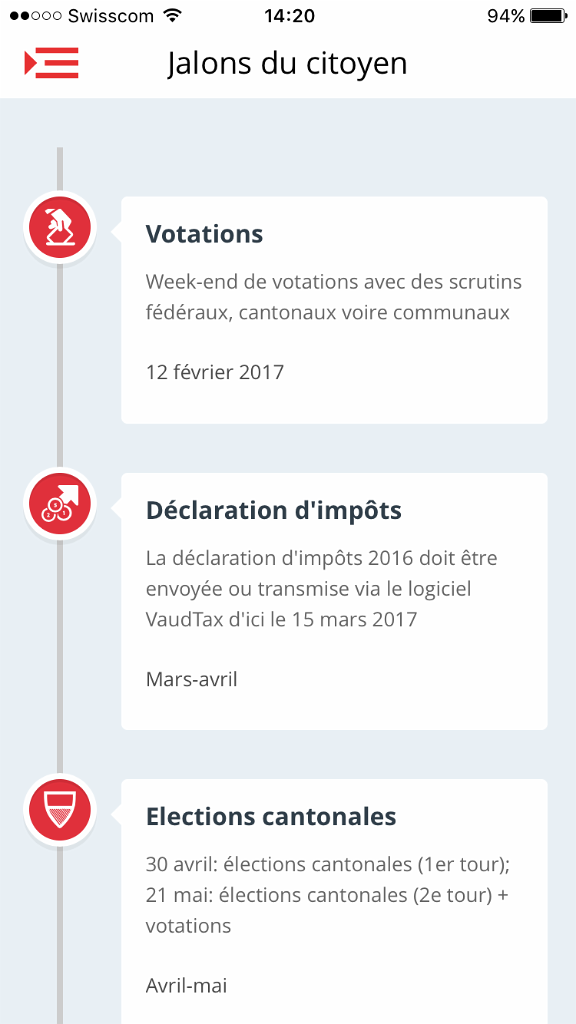 Le calendrier des moments importants du citoyen lausannois