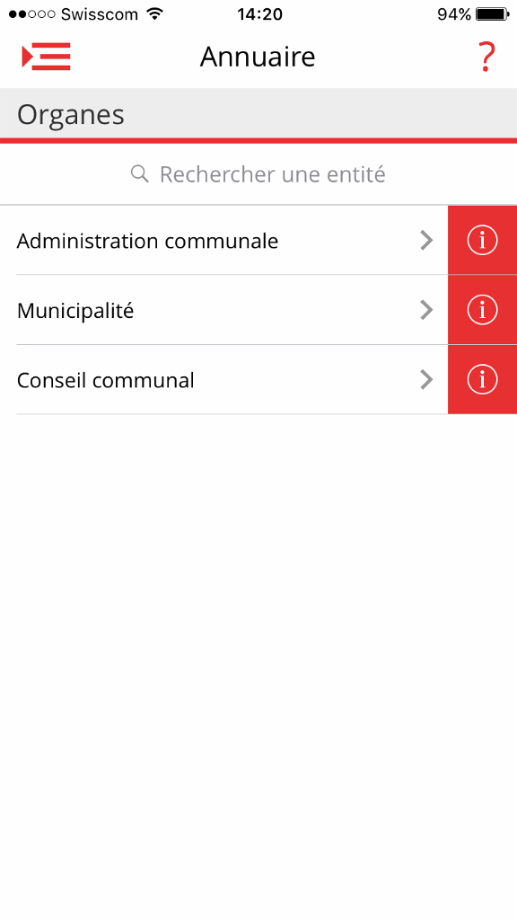 Annuaire des entités de l'administration communale, de la Municipalité et du Conseil communal