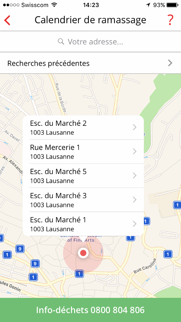 Suggestion automatique du calendrier de ramassage correspondant à votre emplacement