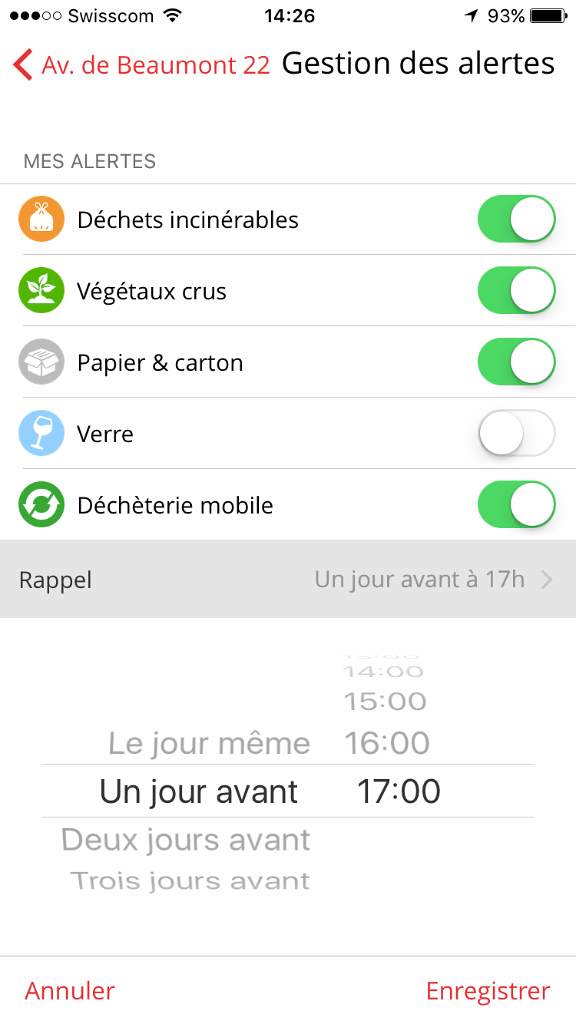 Possibilité d'activer une alerte pour être informé-e en amont