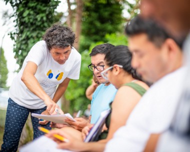 BLI Lausanne, le 19 juillet 2023. Cours de français à Vidy par le Bureau lausannois pour les immigrés (BLI). Photo: Sébastien Anex