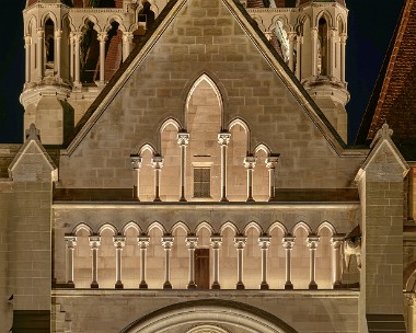 14-Cathédrale-Rose, éclairage extérieur, complété d’un éclairage intérieur renforcé, ©Rémy Gindroz