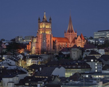 2-Cathédrale-Scénario crépuscule hiver, vue Sud, ©Rémy Gindroz