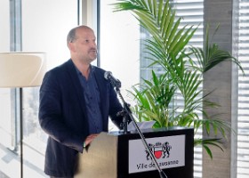 inauguration_stade_Tuiliere__0349 Lors de la partie officielle, le syndic Grégoire Junod a rappelé l'importance des investissements de la Ville de Lausanne en matière d'infrastructures...